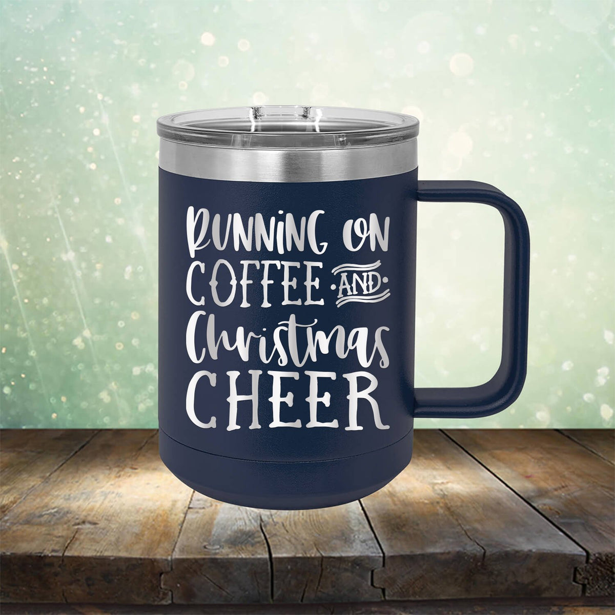 Running on Coffee and Christmas Cheer - Laser Etched Tumbler Mug