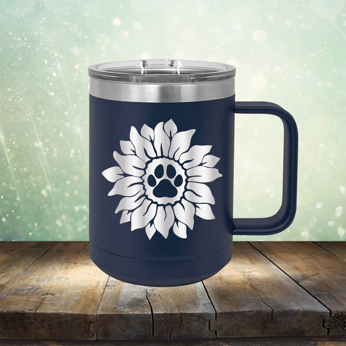 Dog Paw Sunflower - Laser Etched Tumbler Mug