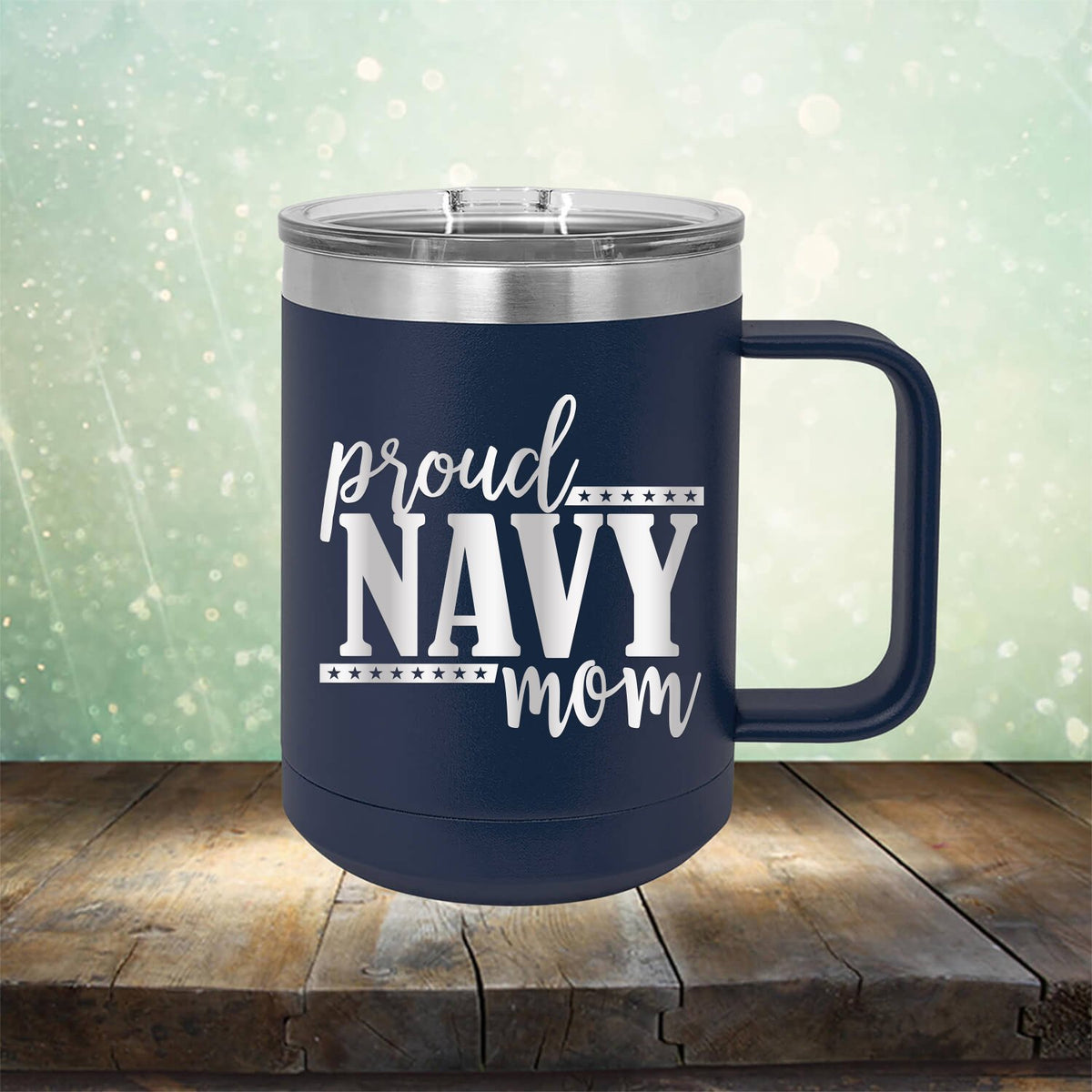 Proud Navy Mom - Laser Etched Tumbler Mug