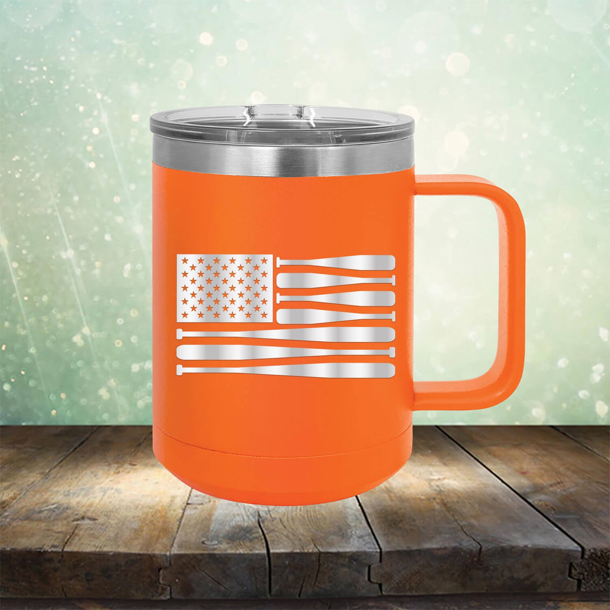 American Flag Baseball - Laser Etched Tumbler Mug