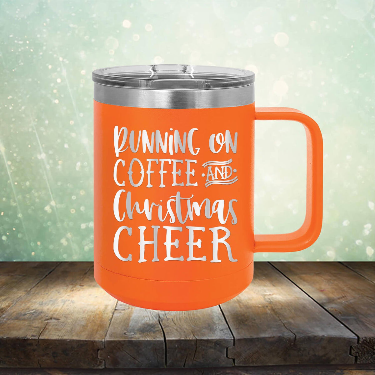 Running on Coffee and Christmas Cheer - Laser Etched Tumbler Mug