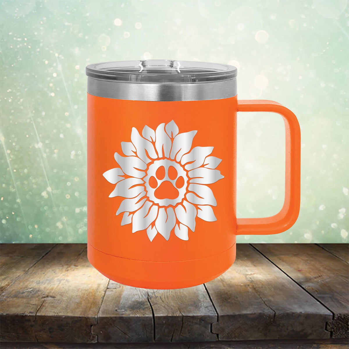Dog Paw Sunflower - Laser Etched Tumbler Mug