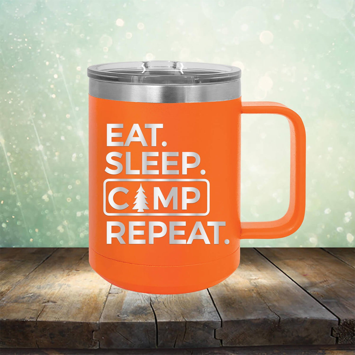 Eat Sleep Camp Repeat - Laser Etched Tumbler Mug