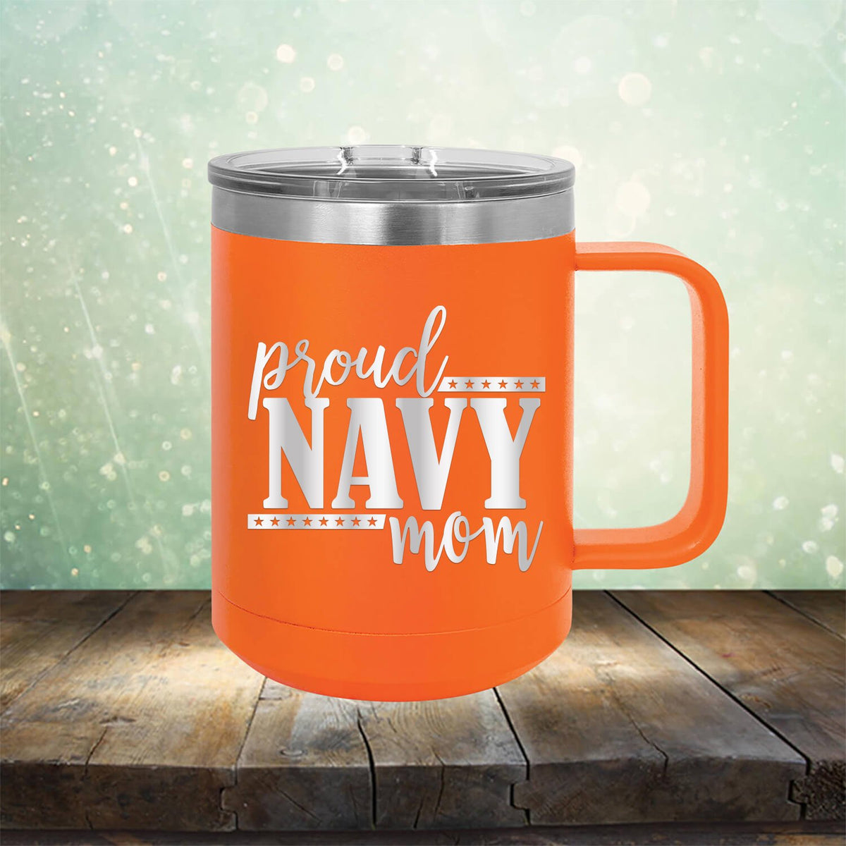 Proud Navy Mom - Laser Etched Tumbler Mug