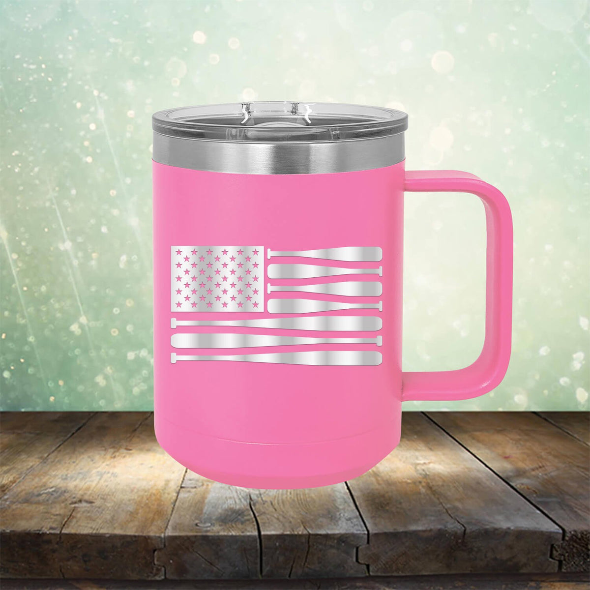 American Flag Baseball - Laser Etched Tumbler Mug