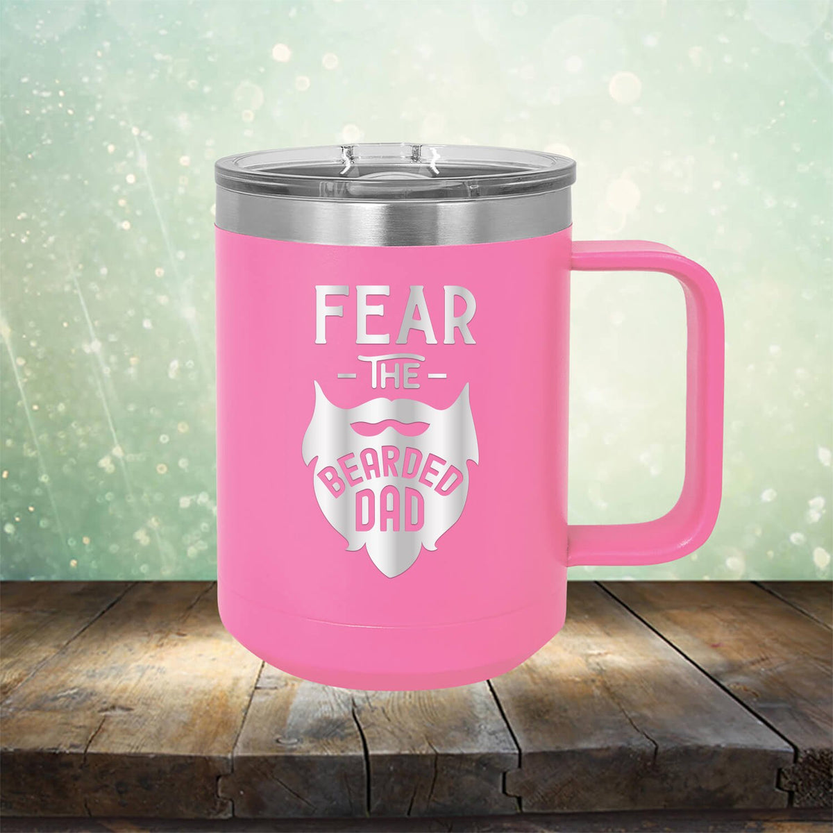 Fear The Bearded Dad - Laser Etched Tumbler Mug