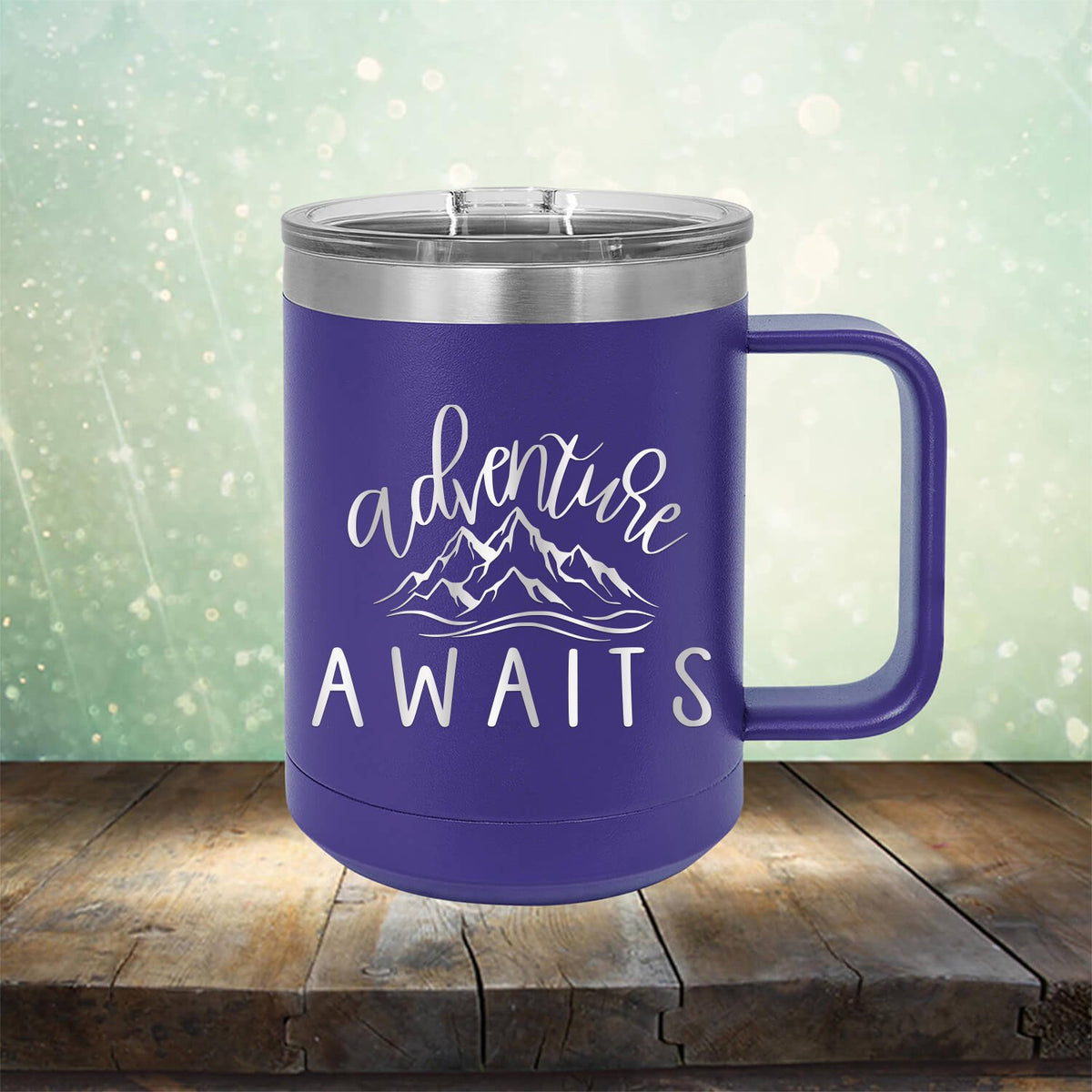 Adventure Awaits with Mountain - Laser Etched Tumbler Mug