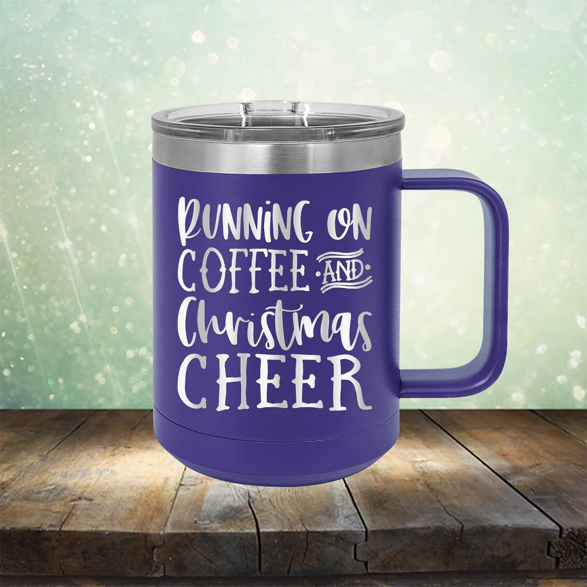 Running on Coffee and Christmas Cheer - Laser Etched Tumbler Mug