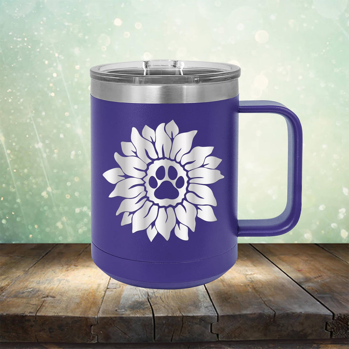 Dog Paw Sunflower - Laser Etched Tumbler Mug