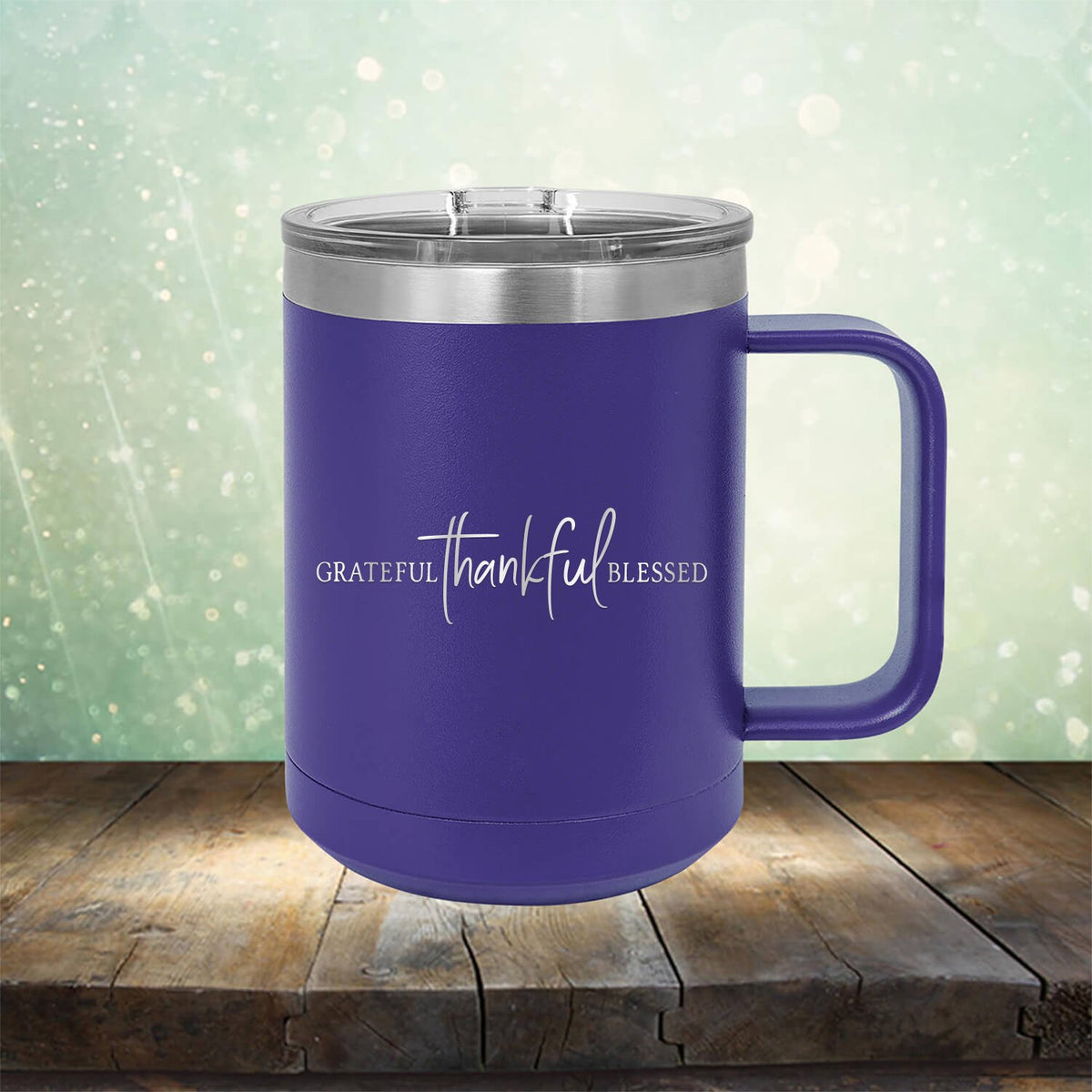 Grateful Thankful Blessed - Laser Etched Tumbler Mug
