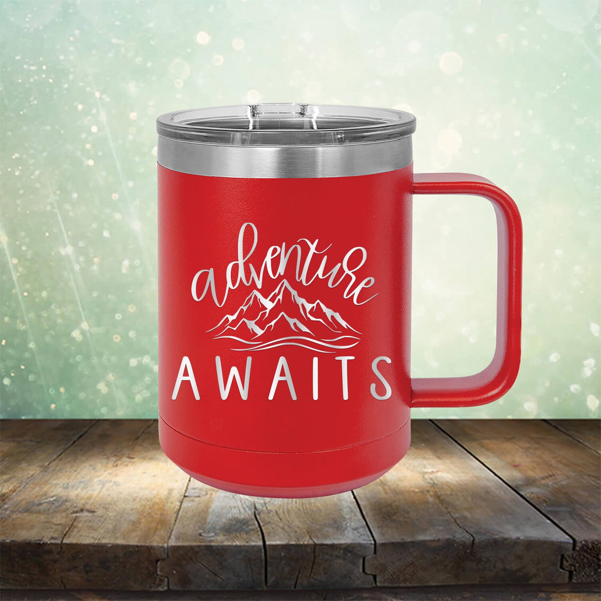 Adventure Awaits with Mountain - Laser Etched Tumbler Mug