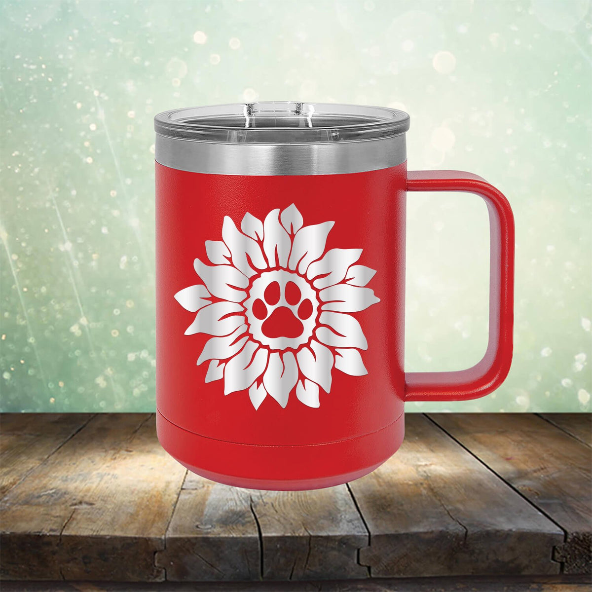 Dog Paw Sunflower - Laser Etched Tumbler Mug