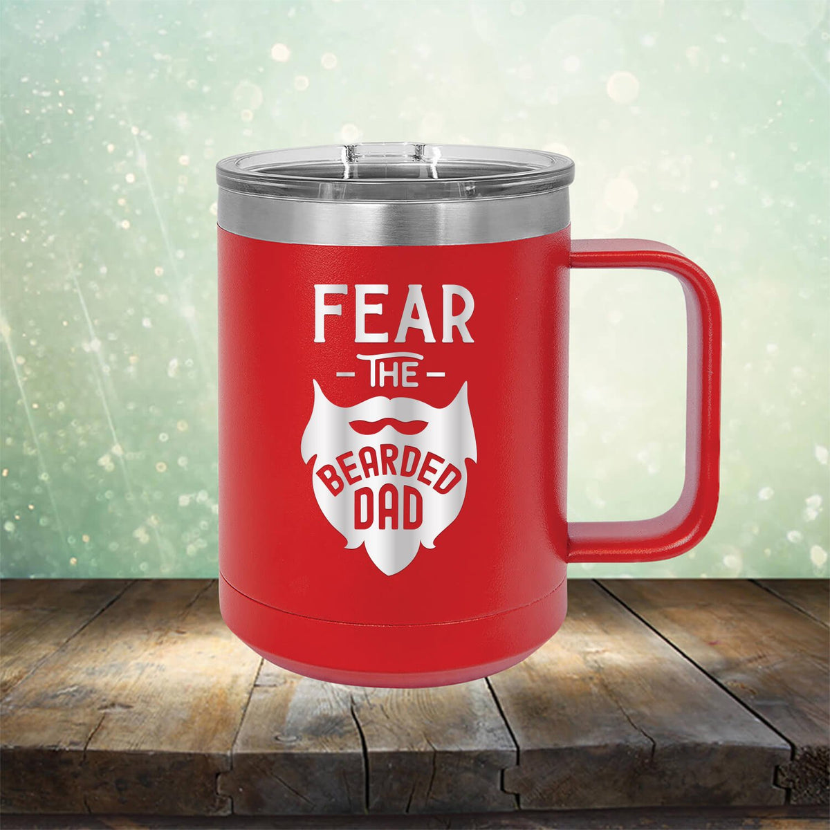 Fear The Bearded Dad - Laser Etched Tumbler Mug