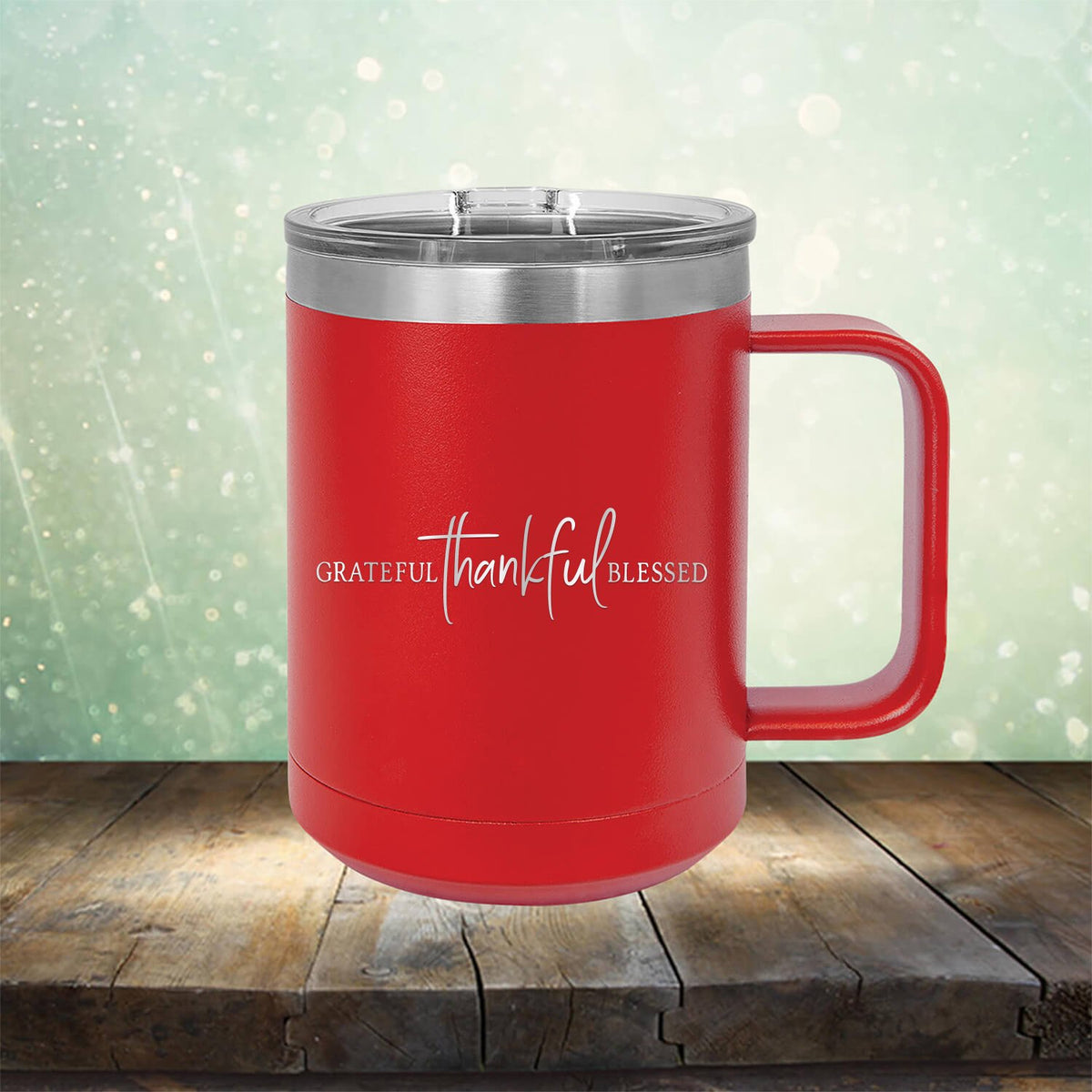 Grateful Thankful Blessed - Laser Etched Tumbler Mug