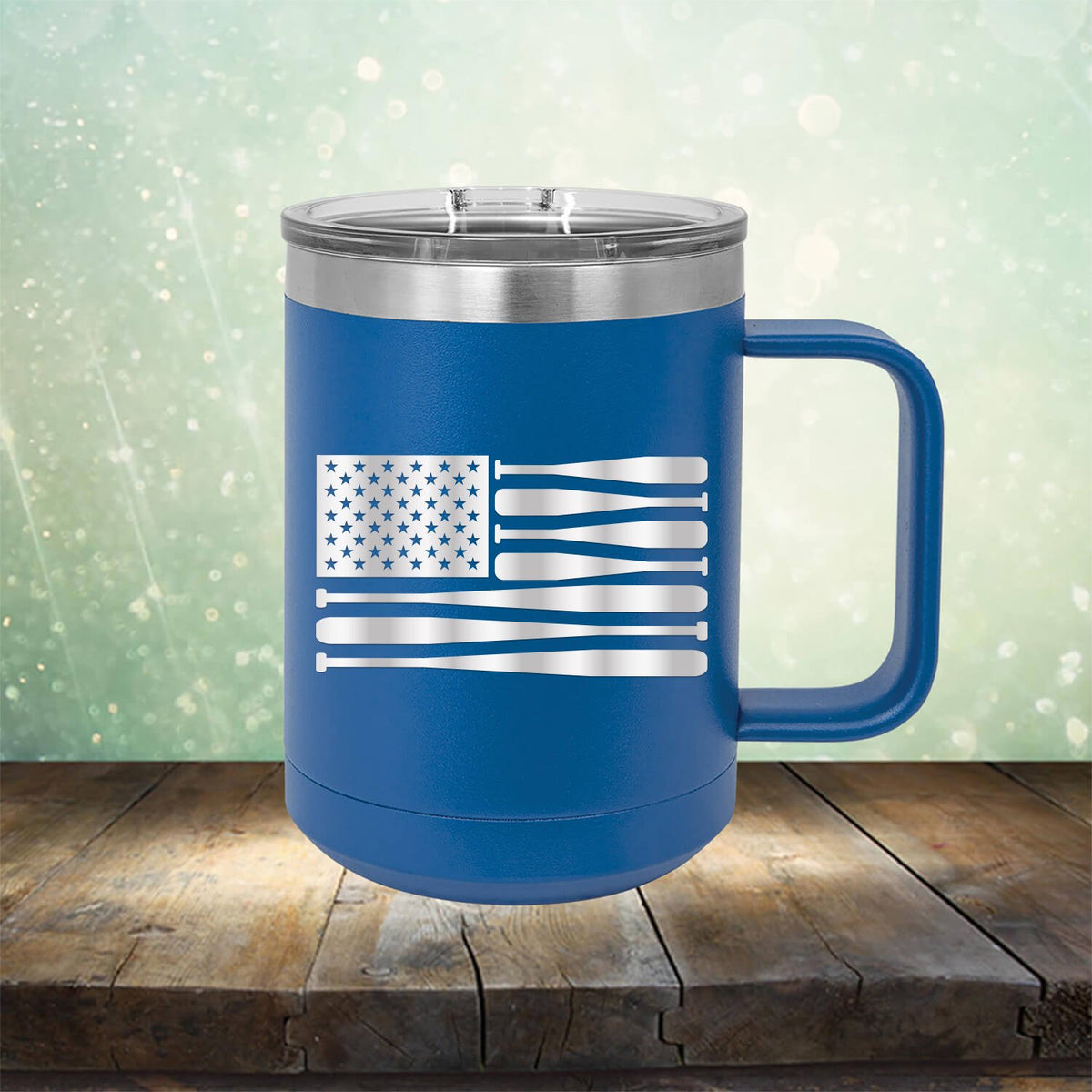 American Flag Baseball - Laser Etched Tumbler Mug