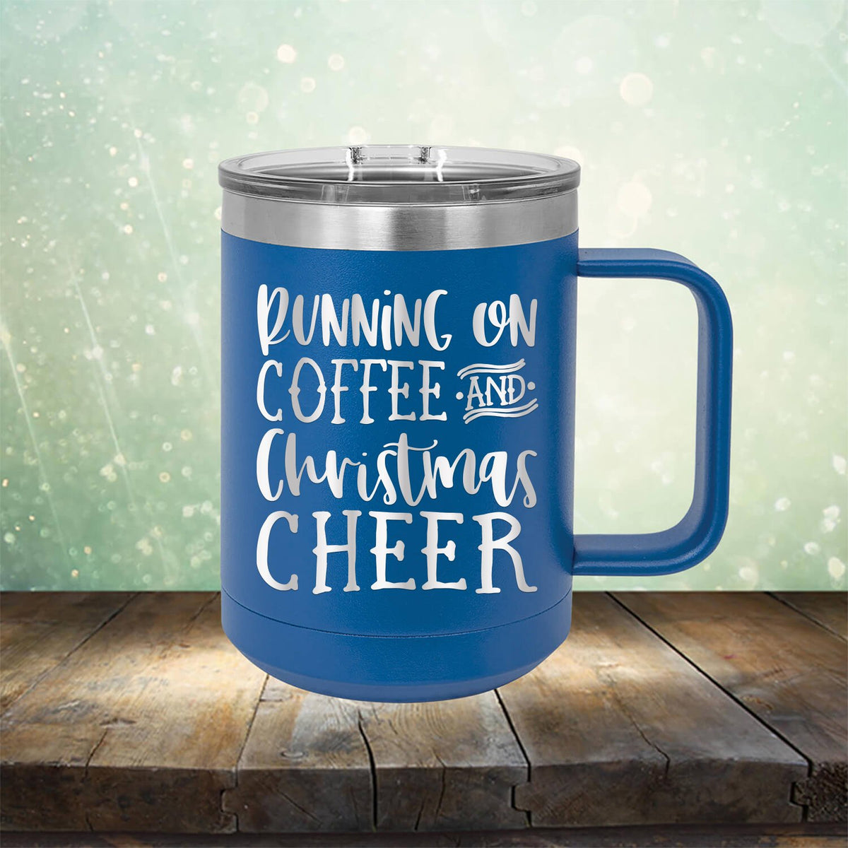 Running on Coffee and Christmas Cheer - Laser Etched Tumbler Mug