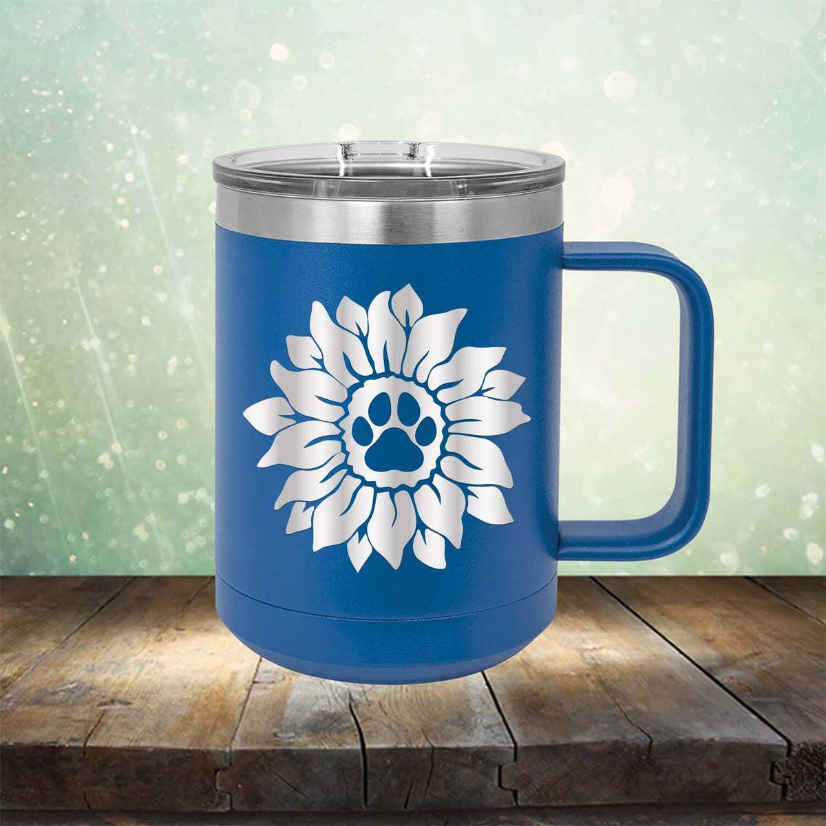 Dog Paw Sunflower - Laser Etched Tumbler Mug