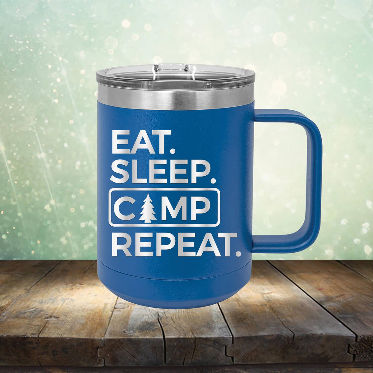 Eat Sleep Camp Repeat - Laser Etched Tumbler Mug