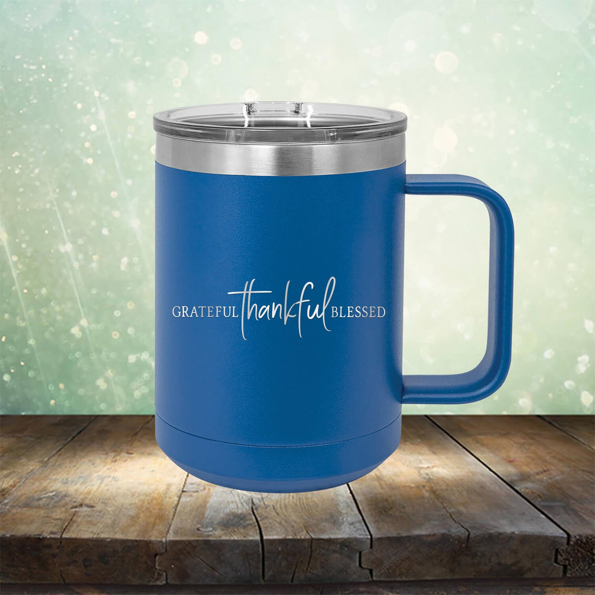 Grateful Thankful Blessed - Laser Etched Tumbler Mug