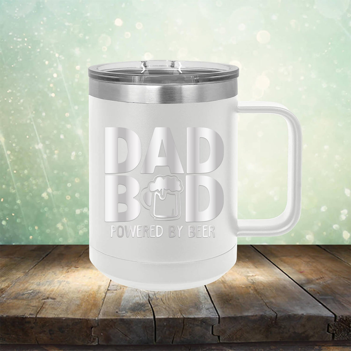 Dad Bod Powered by Beer - Laser Etched Tumbler Mug