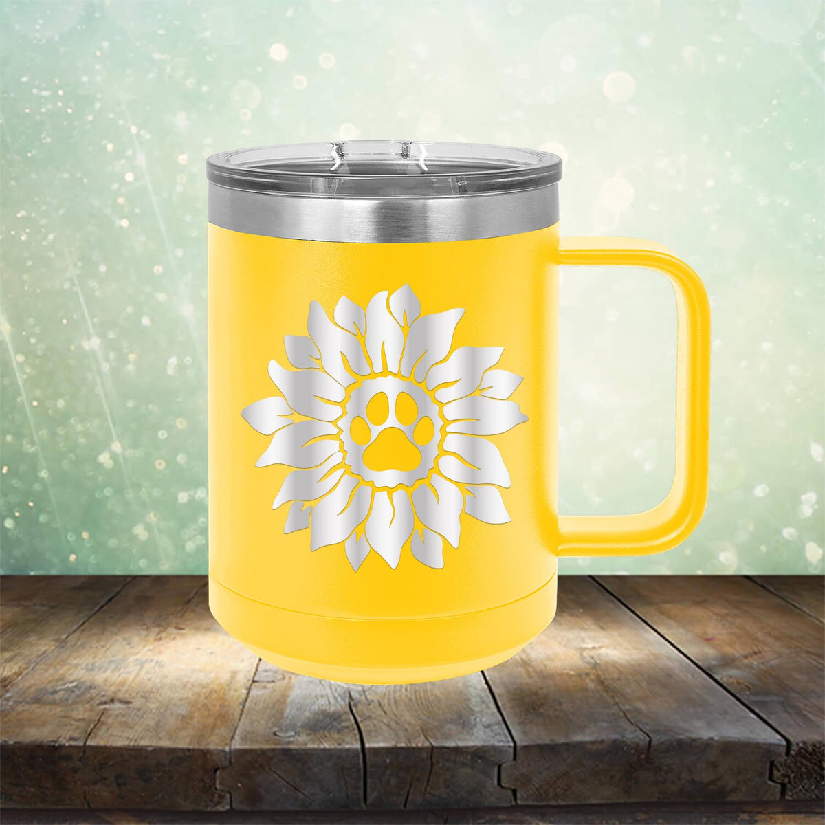 Dog Paw Sunflower - Laser Etched Tumbler Mug