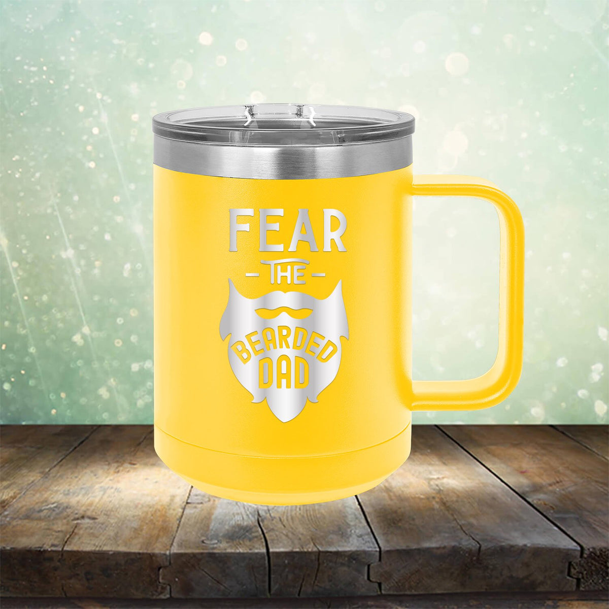 Fear The Bearded Dad - Laser Etched Tumbler Mug
