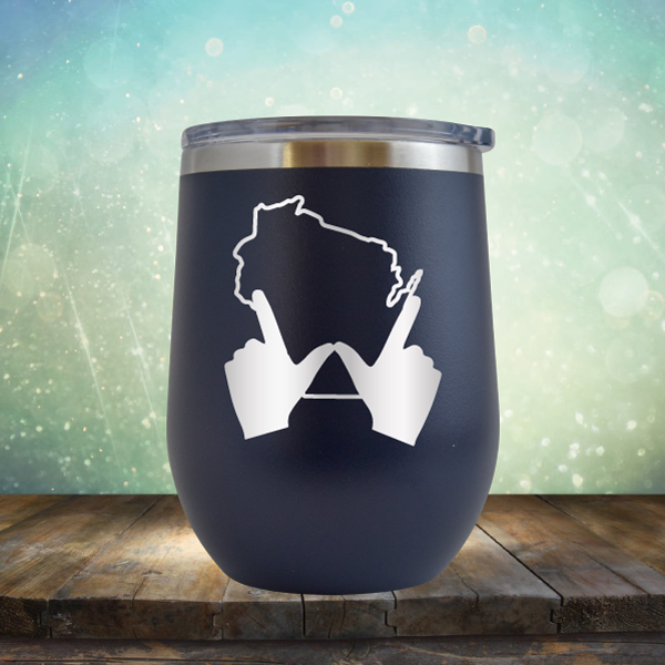 Wisconsin W Hand - Stemless Wine Cup