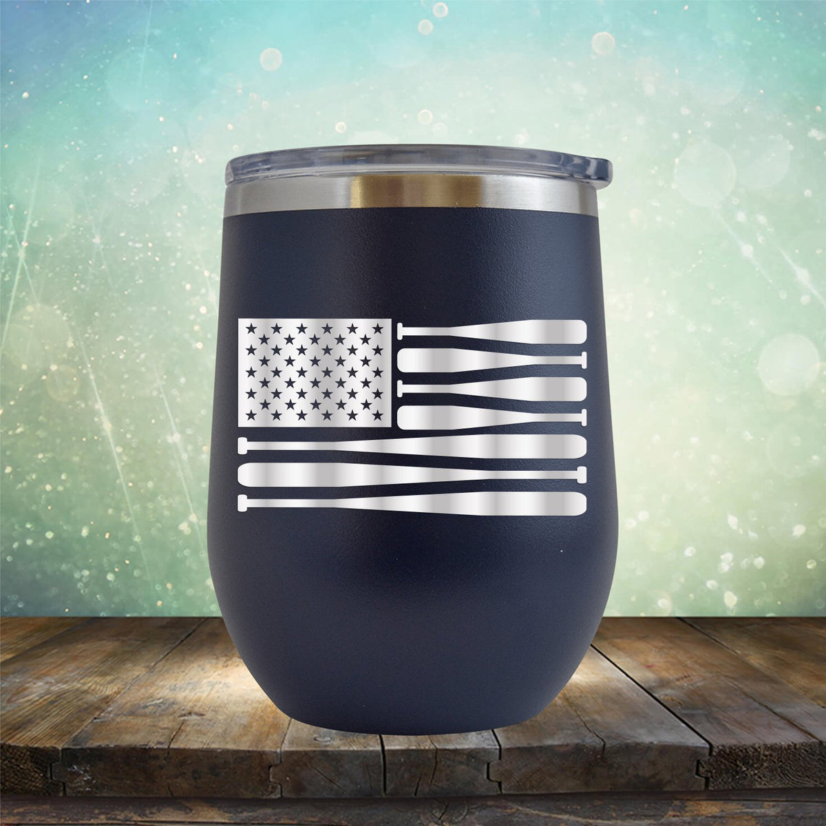 American Flag Baseball - Wine Tumbler