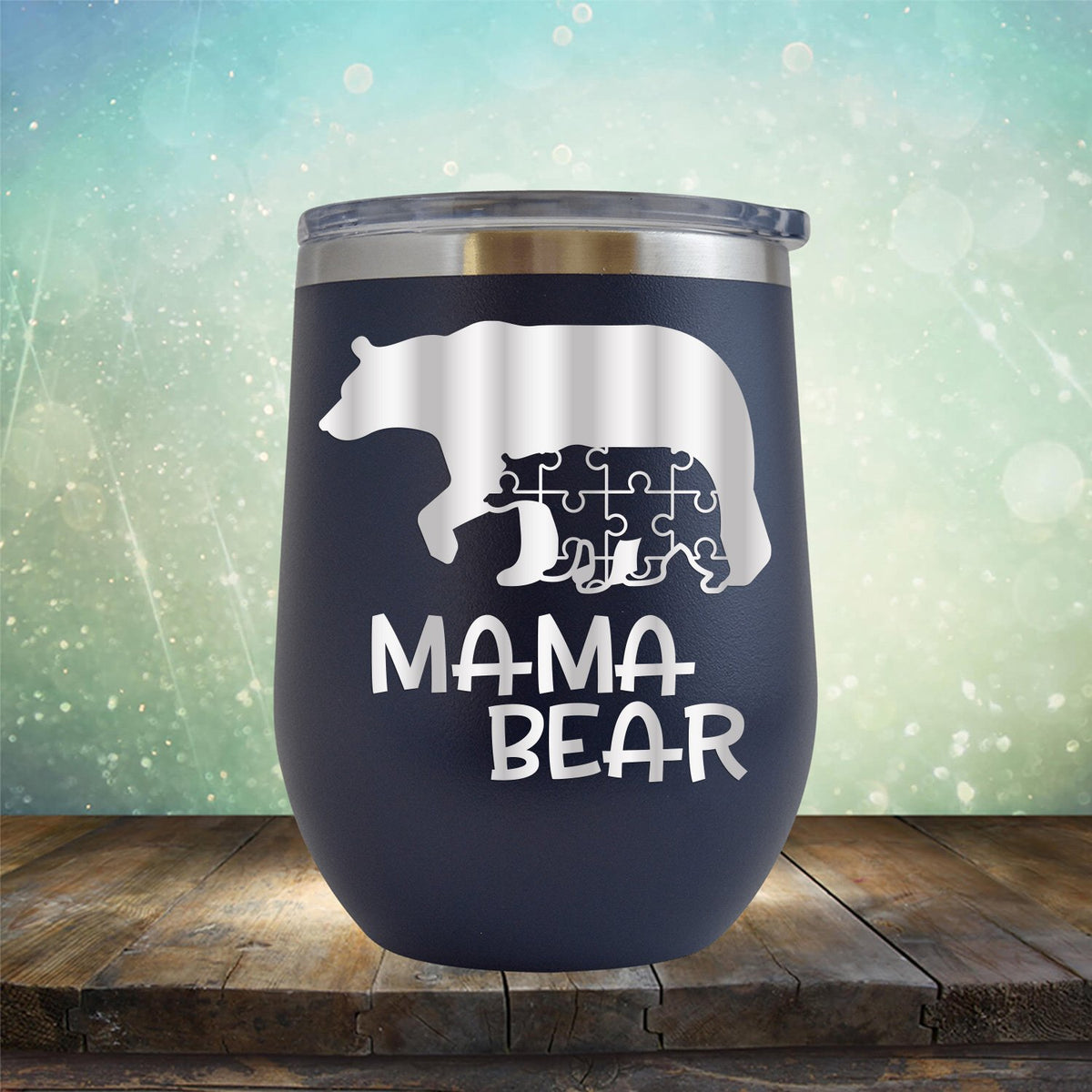 Autism Mama Bear and Cub - Wine Tumbler