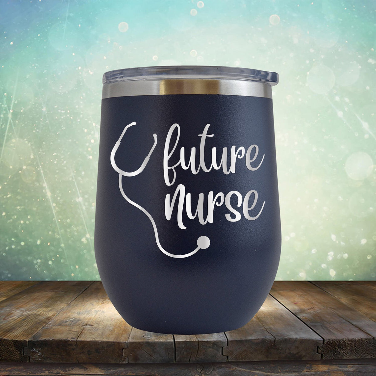 Future Nurse with Stethoscope - Stemless Wine Cup