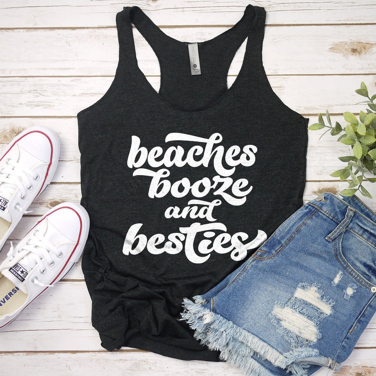 Beaches Booze and Besties - Tank Top Racerback