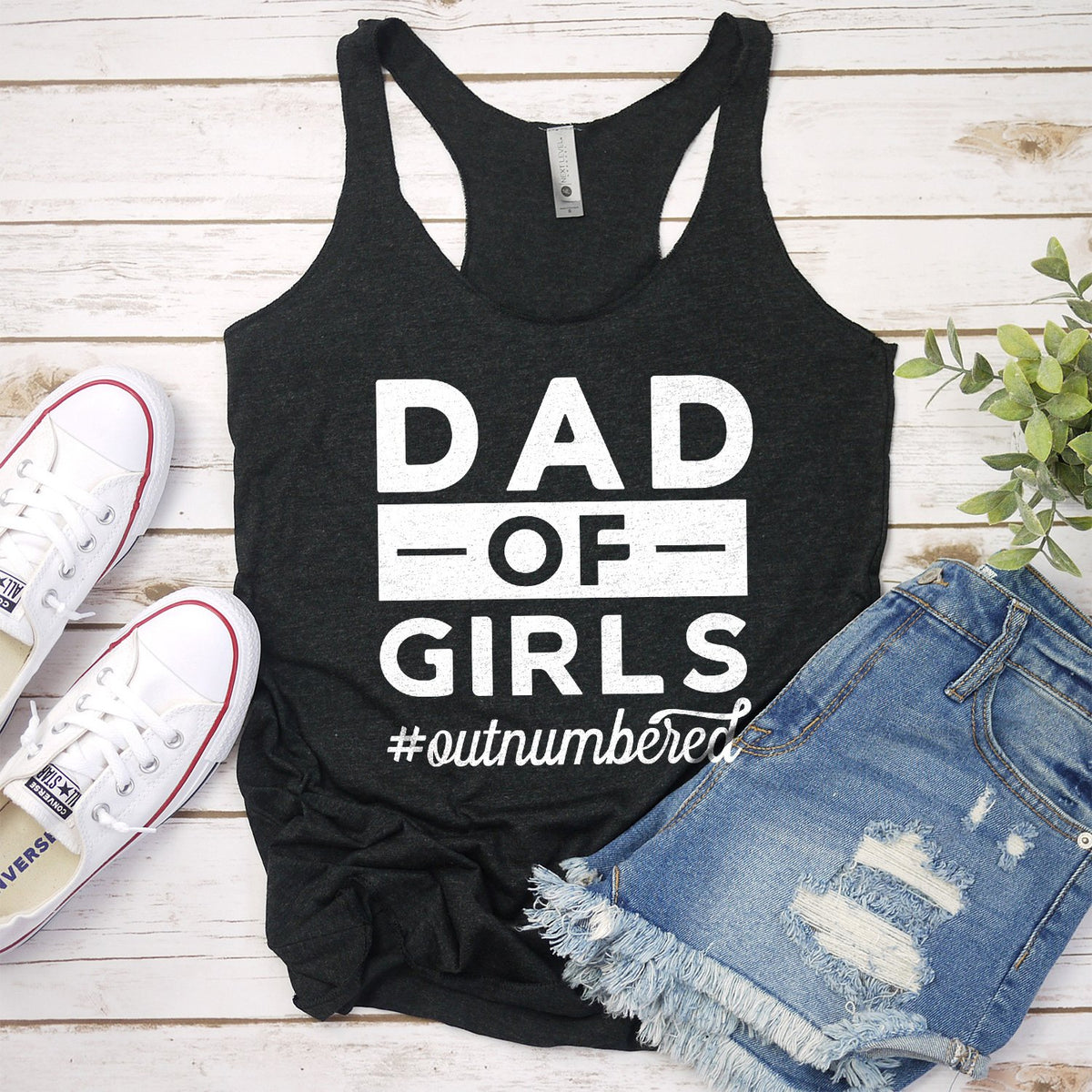 Dad Of Girls Outnumbered - Tank Top Racerback