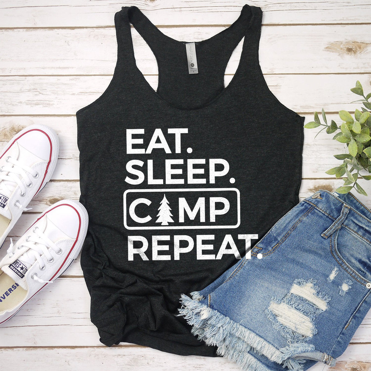 Eat Sleep Camp Repeat - Tank Top Racerback