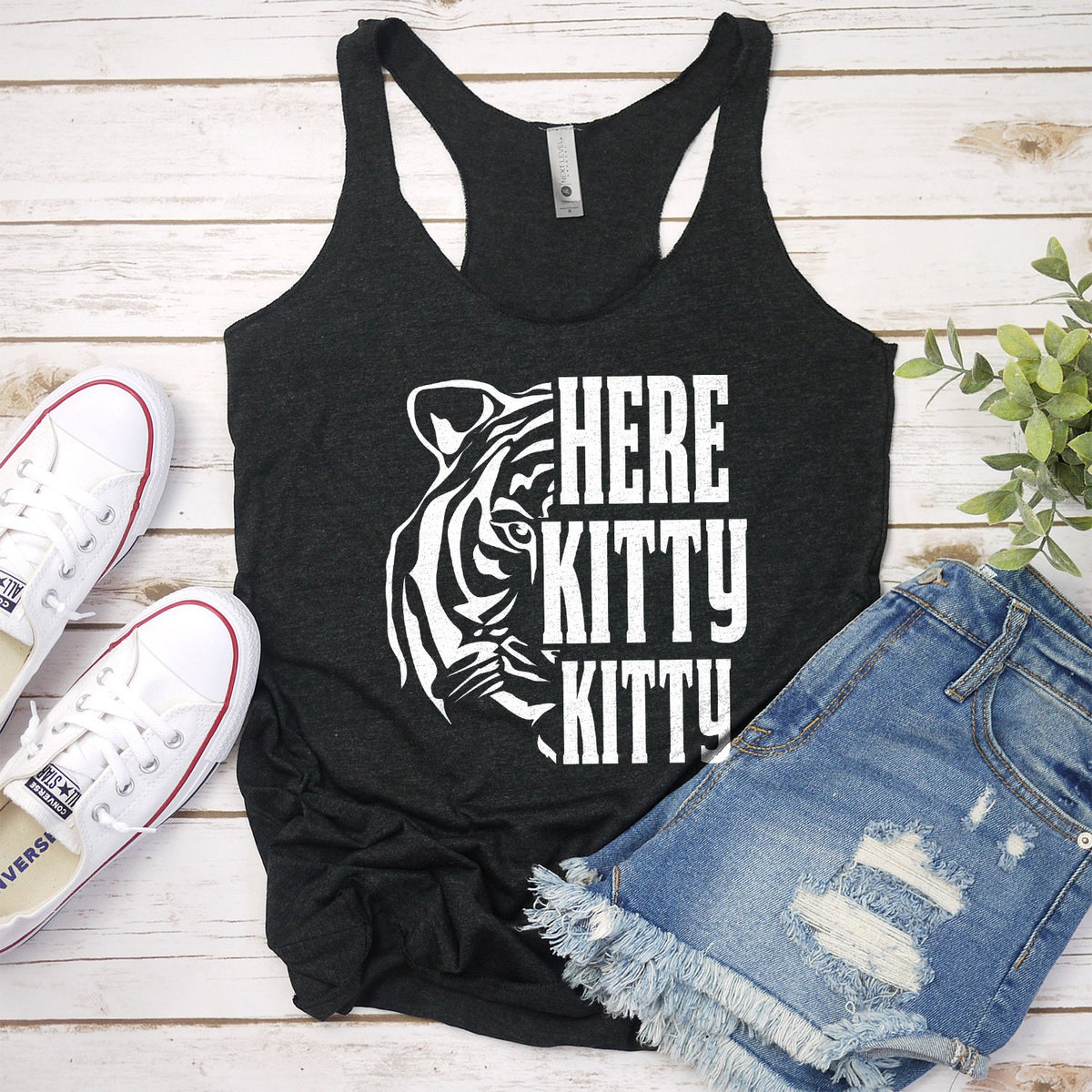 Here Kitty Kitty with Tiger - Tank Top Racerback