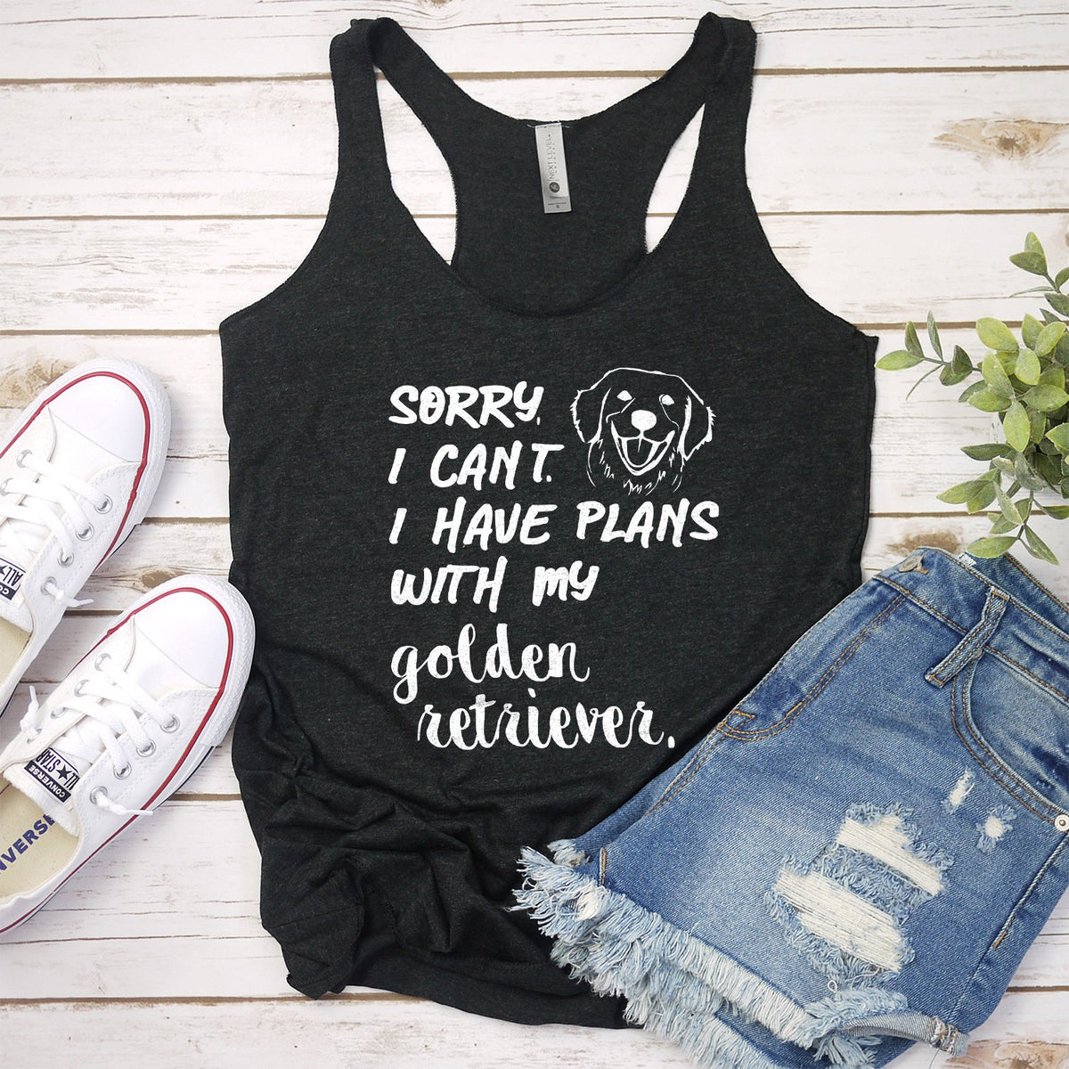 Sorry I Can&#39;t I Have Plans with My Golden Retriever - Tank Top Racerback