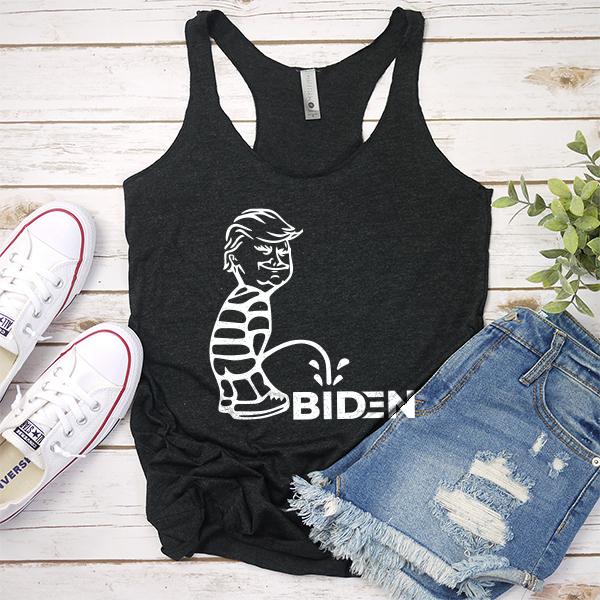 Trump Peeing On Biden - Tank Top Racerback