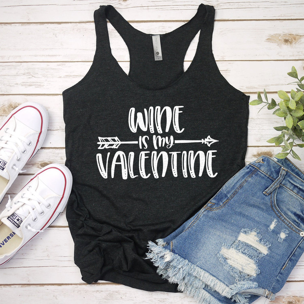 Wine is My Valentine - Tank Top Racerback