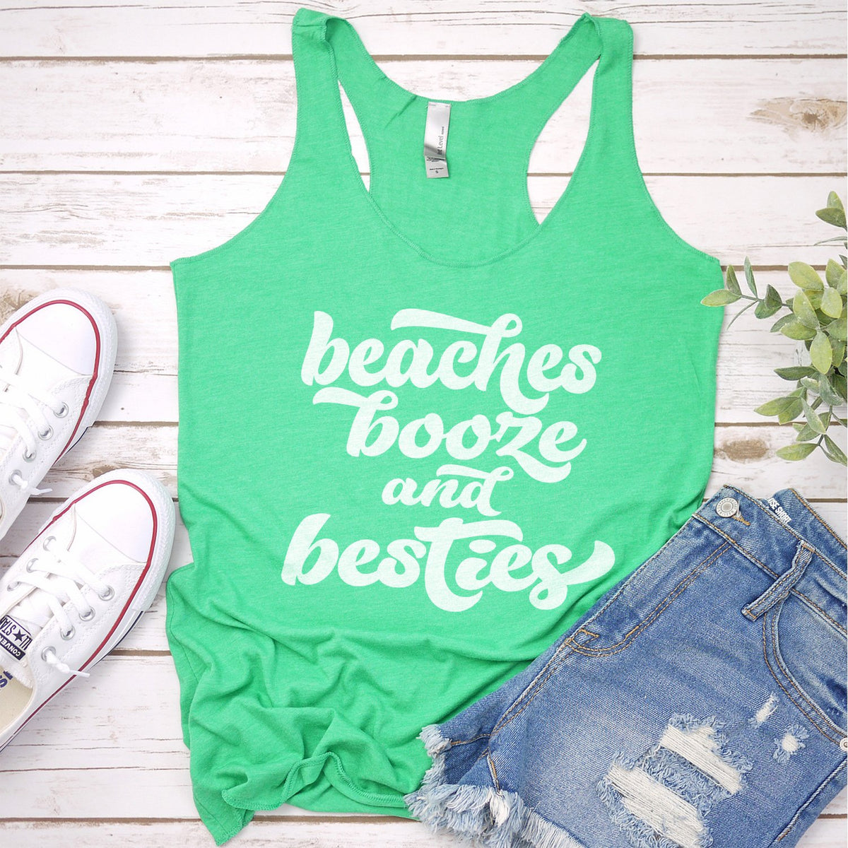 Beaches Booze and Besties - Tank Top Racerback