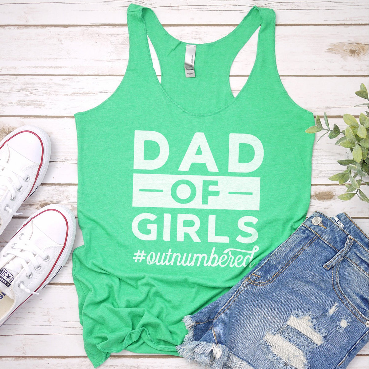 Dad Of Girls Outnumbered - Tank Top Racerback