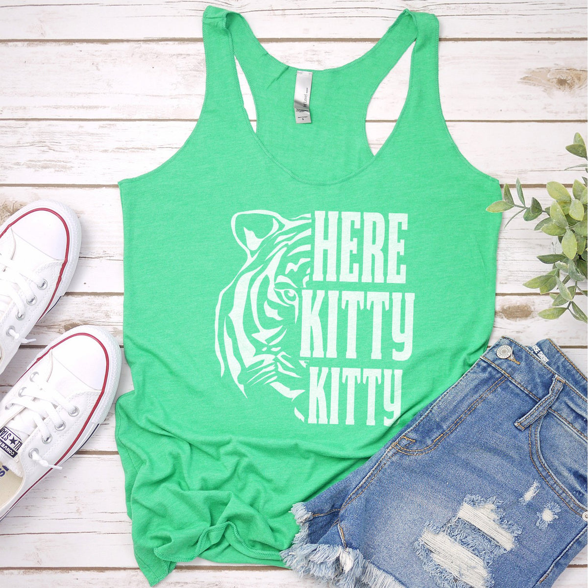 Here Kitty Kitty with Tiger - Tank Top Racerback