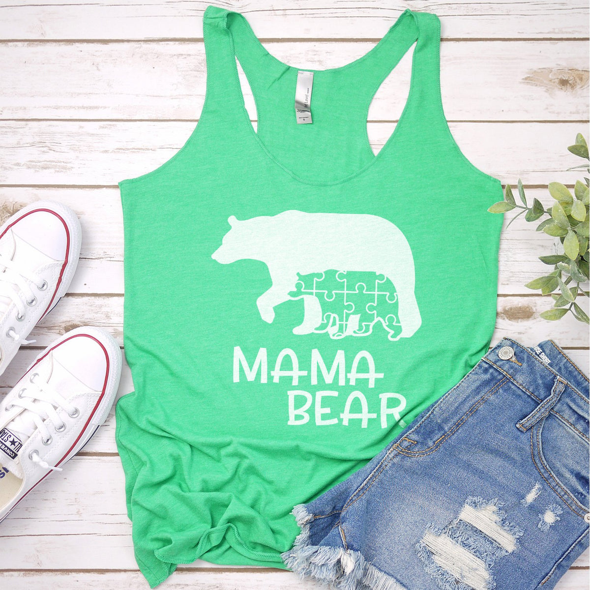 Autism Mama Bear and Cub - Tank Top Racerback