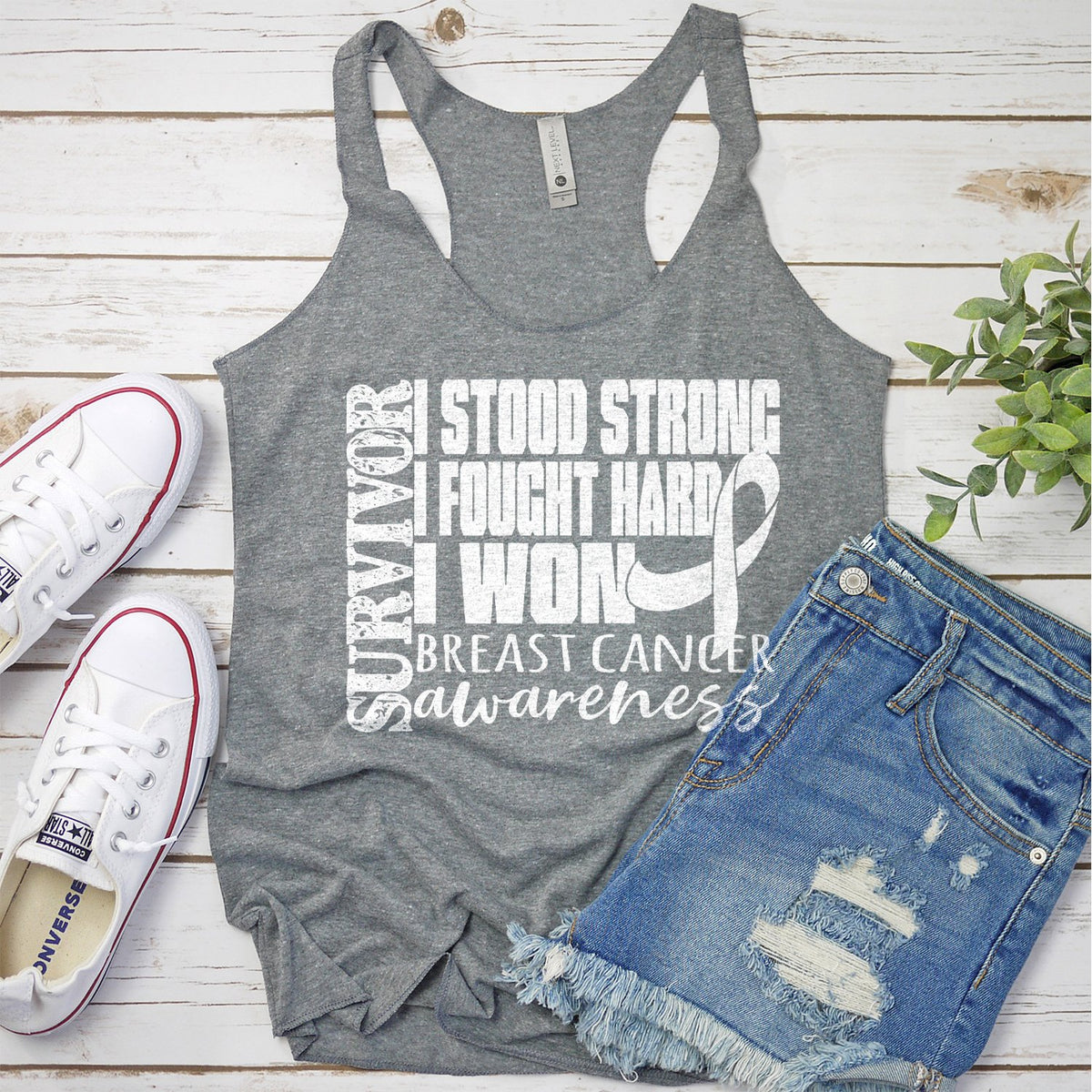 I Stood Strong I Fought Hard I Won - Tank Top Racerback