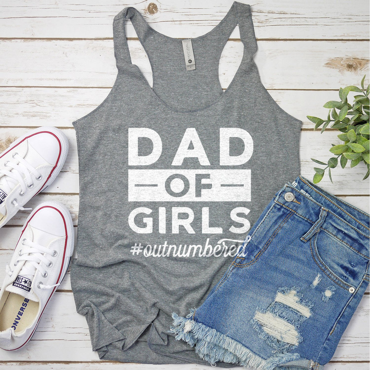 Dad Of Girls Outnumbered - Tank Top Racerback