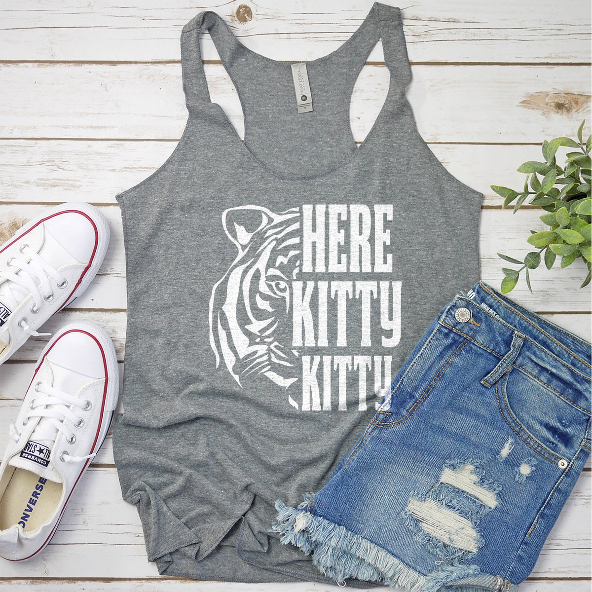 Here Kitty Kitty with Tiger - Tank Top Racerback
