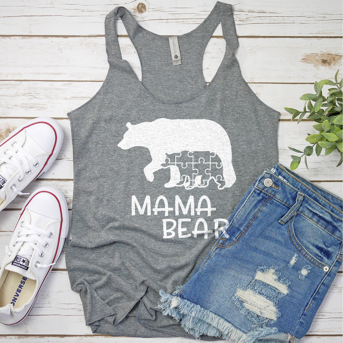 Autism Mama Bear and Cub - Tank Top Racerback