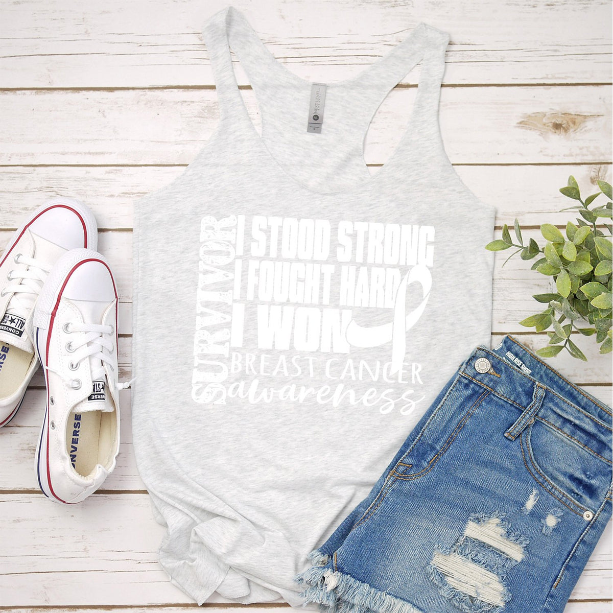 I Stood Strong I Fought Hard I Won - Tank Top Racerback