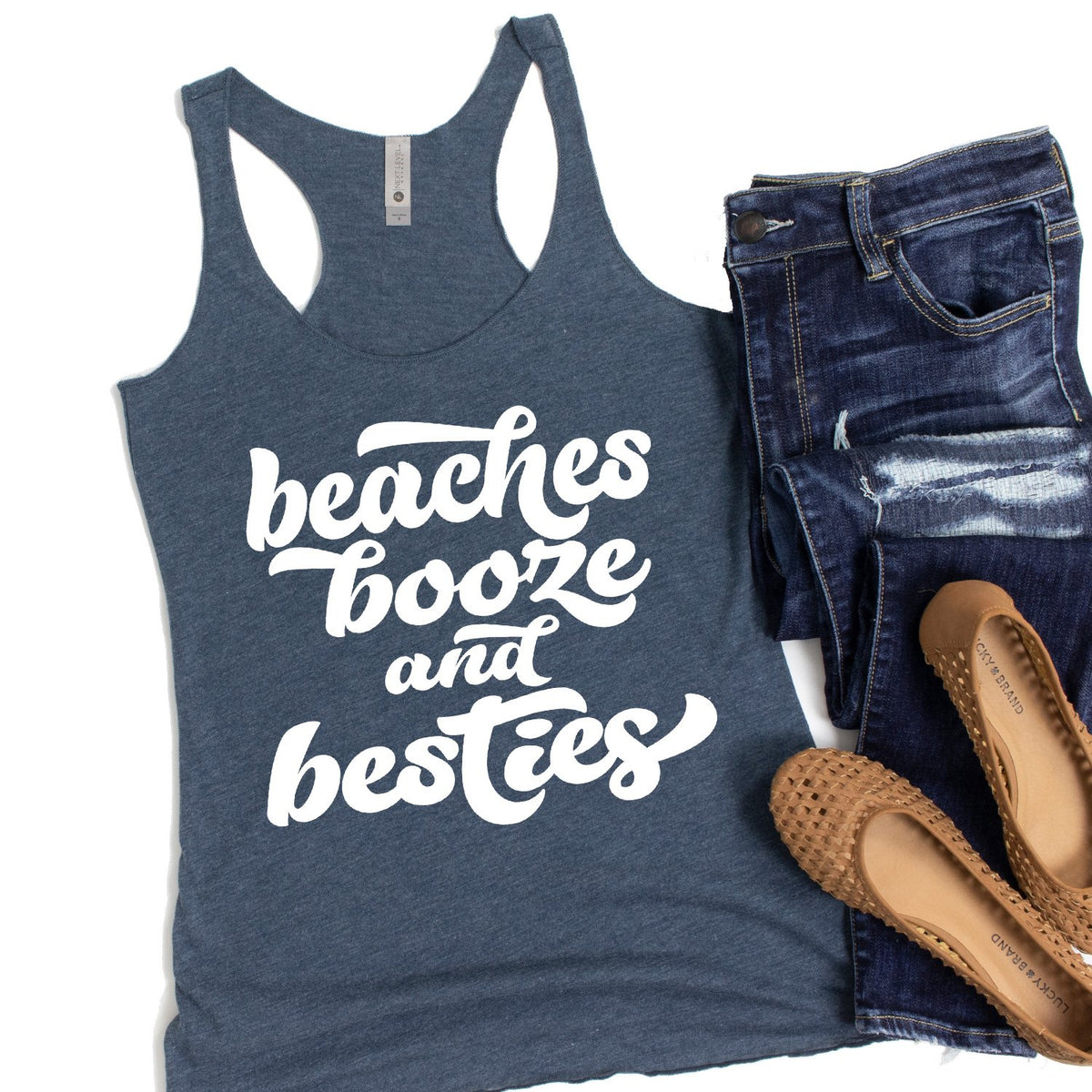 Beaches Booze and Besties - Tank Top Racerback