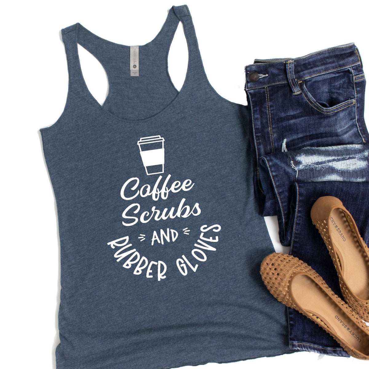 Coffee Scrubs and Rubber Gloves - Tank Top Racerback