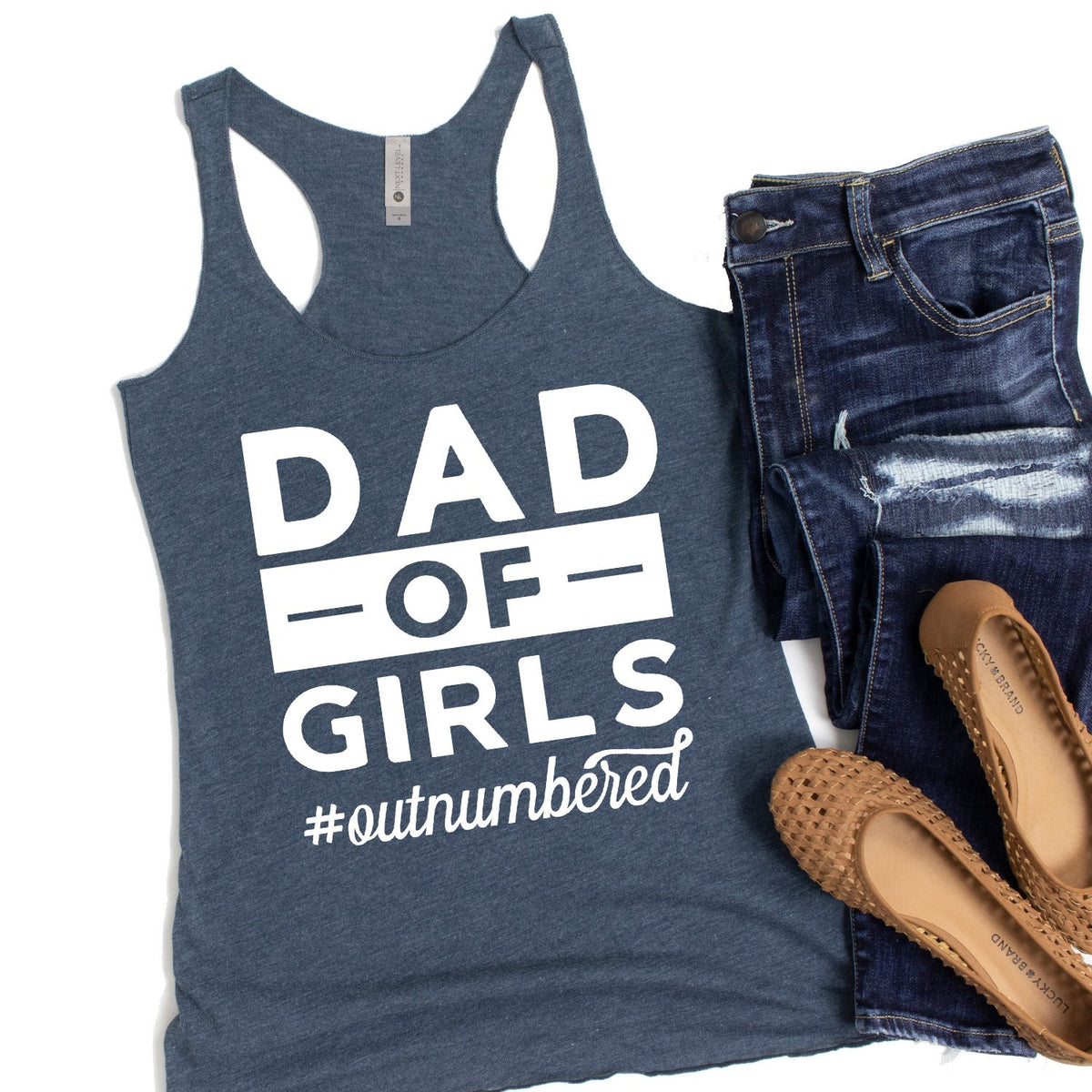 Dad Of Girls Outnumbered - Tank Top Racerback