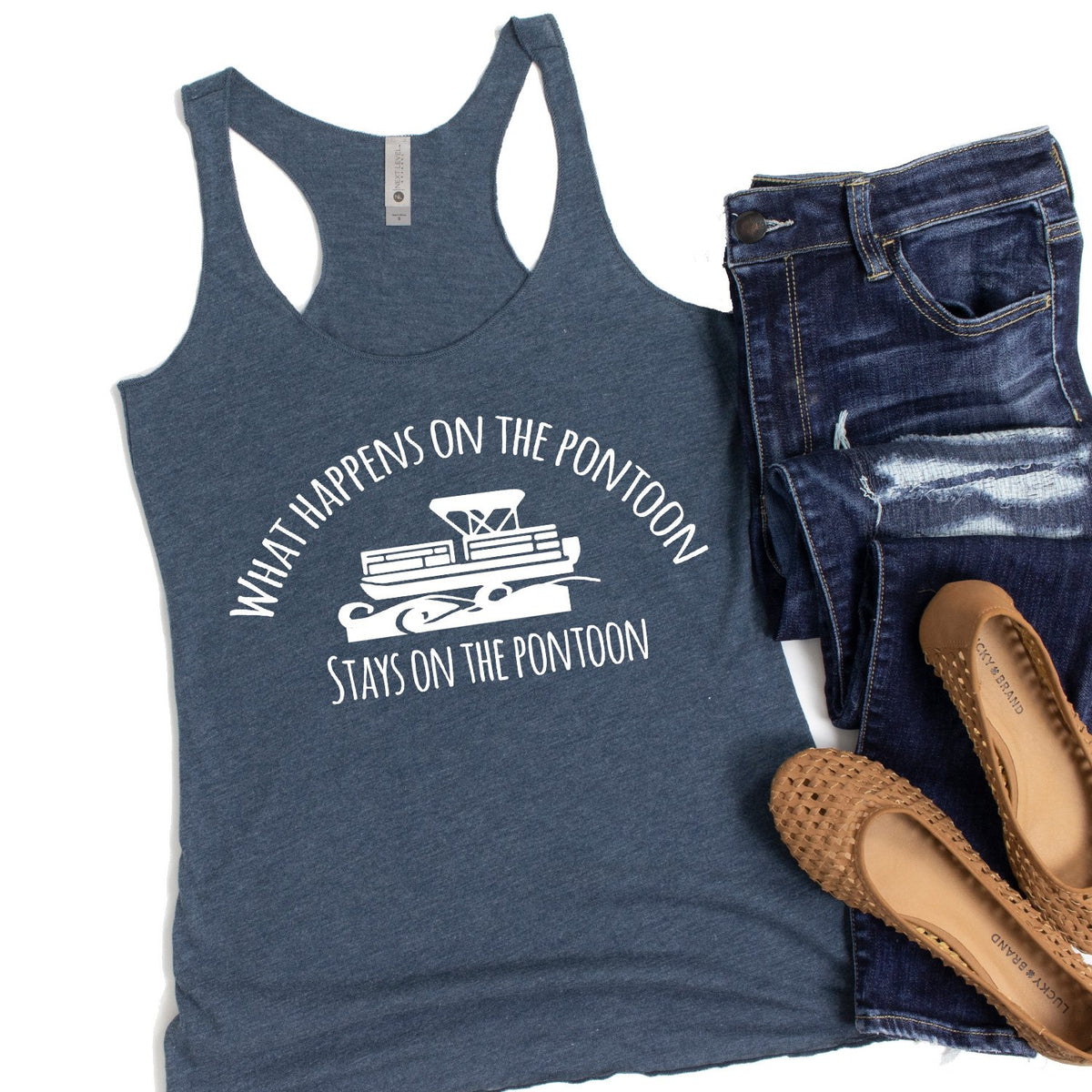 What Happens on the Pontoon Stays on the Pontoon - Tank Top Racerback